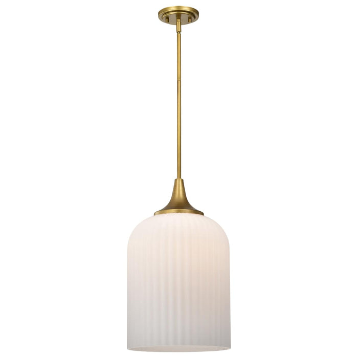 Pendant Nuvo 60-8666 Solara - Pendant - Natural Brass Finish - Frosted Ribbed Glass Nuvo