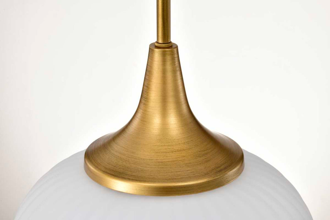 Pendant Nuvo 60-8666 Solara - Pendant - Natural Brass Finish - Frosted Ribbed Glass Nuvo