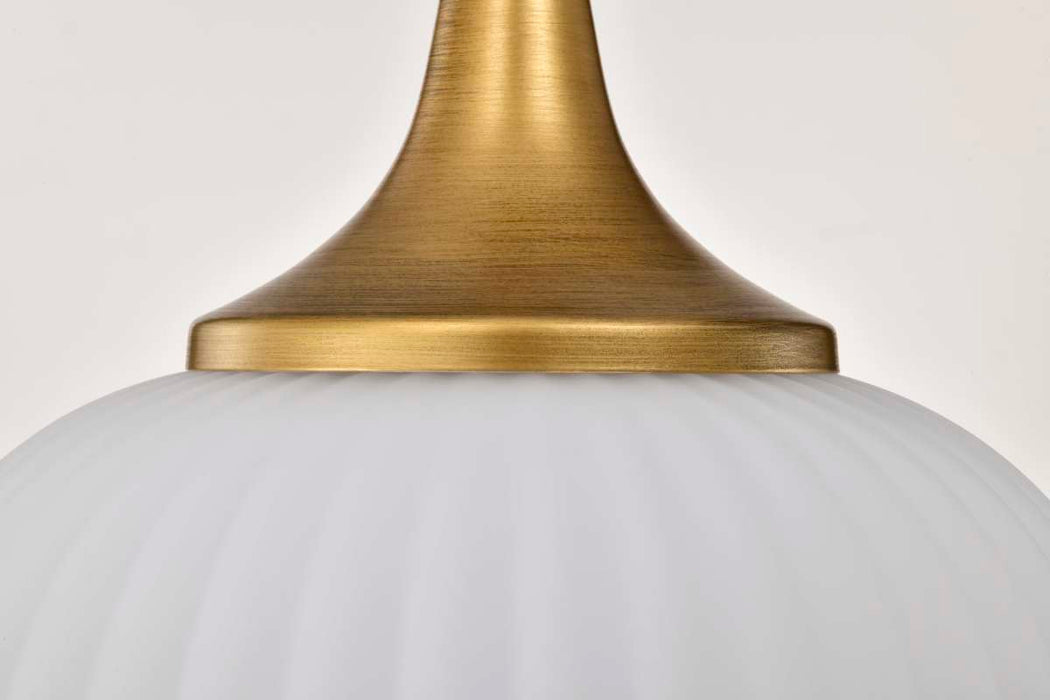 Pendant Nuvo 60-8666 Solara - Pendant - Natural Brass Finish - Frosted Ribbed Glass Nuvo