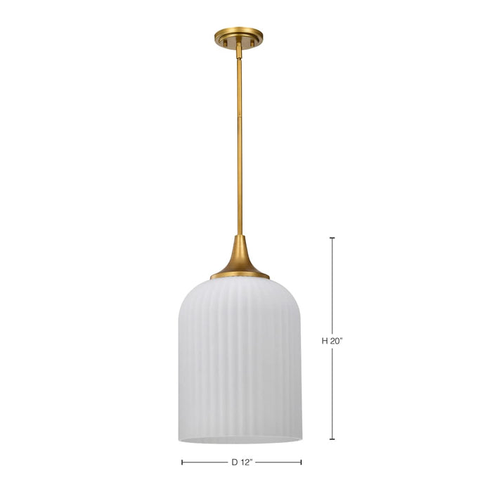 Pendant Nuvo 60-8666 Solara - Pendant - Natural Brass Finish - Frosted Ribbed Glass Nuvo