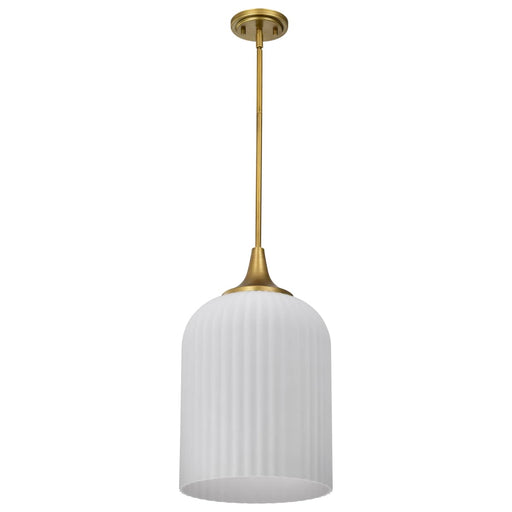 Pendant Nuvo 60-8666 Solara - Pendant - Natural Brass Finish - Frosted Ribbed Glass Nuvo