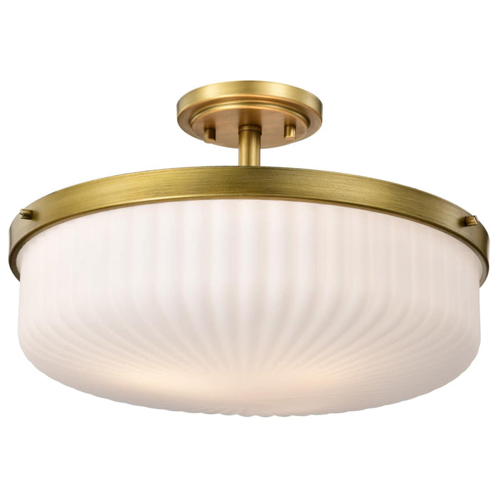 Semi Flush Mount Nuvo 60-8667 Solara - Semi Flush Mount - Natural Brass Finish - Frosted Ribbed Glass Nuvo