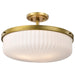 Semi Flush Mount Nuvo 60-8667 Solara - Semi Flush Mount - Natural Brass Finish - Frosted Ribbed Glass Nuvo