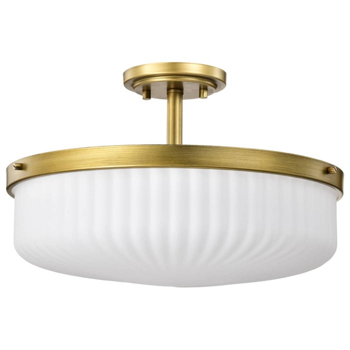 Semi Flush Mount Nuvo 60-8667 Solara - Semi Flush Mount - Natural Brass Finish - Frosted Ribbed Glass Nuvo