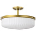 Semi Flush Mount Nuvo 60-8667 Solara - Semi Flush Mount - Natural Brass Finish - Frosted Ribbed Glass Nuvo