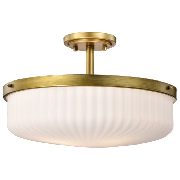 Semi Flush Mount Nuvo 60-8667 Solara - Semi Flush Mount - Natural Brass Finish - Frosted Ribbed Glass Nuvo
