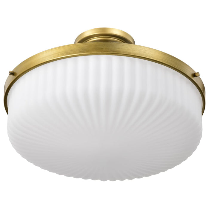 Semi Flush Mount Nuvo 60-8667 Solara - Semi Flush Mount - Natural Brass Finish - Frosted Ribbed Glass Nuvo