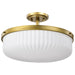 Semi Flush Mount Nuvo 60-8667 Solara - Semi Flush Mount - Natural Brass Finish - Frosted Ribbed Glass Nuvo