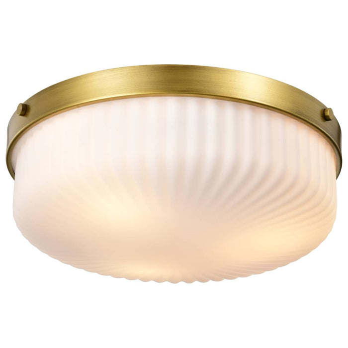 Flush Mount Nuvo 60-8668 Solara - Flush Mount - Natural Brass Finish - Frosted Ribbed Glass Nuvo