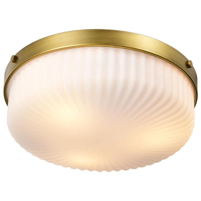 Flush Mount Nuvo 60-8668 Solara - Flush Mount - Natural Brass Finish - Frosted Ribbed Glass Nuvo