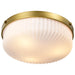Flush Mount Nuvo 60-8668 Solara - Flush Mount - Natural Brass Finish - Frosted Ribbed Glass Nuvo