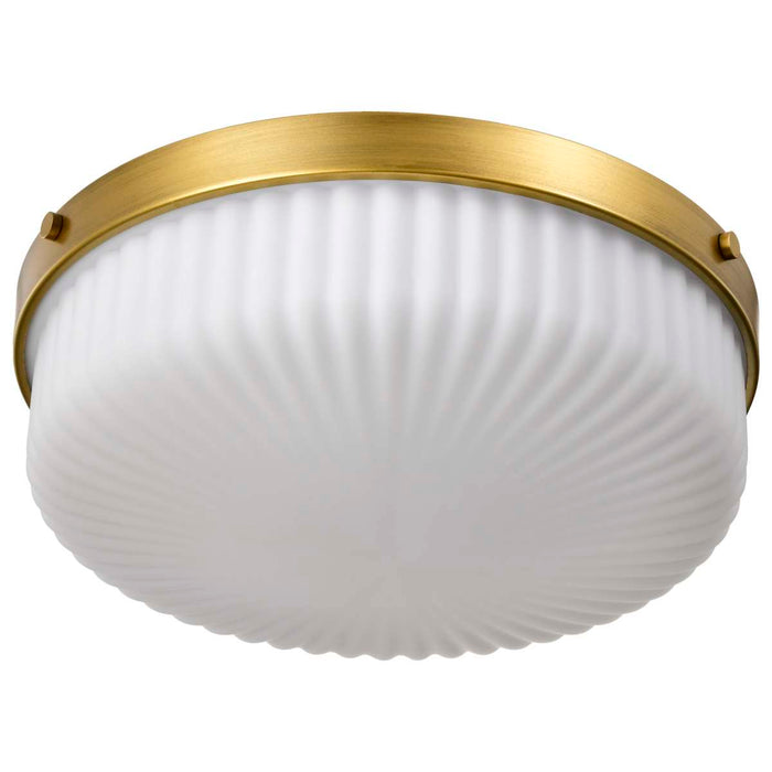 Flush Mount Nuvo 60-8668 Solara - Flush Mount - Natural Brass Finish - Frosted Ribbed Glass Nuvo