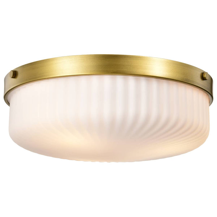Flush Mount Nuvo 60-8668 Solara - Flush Mount - Natural Brass Finish - Frosted Ribbed Glass Nuvo
