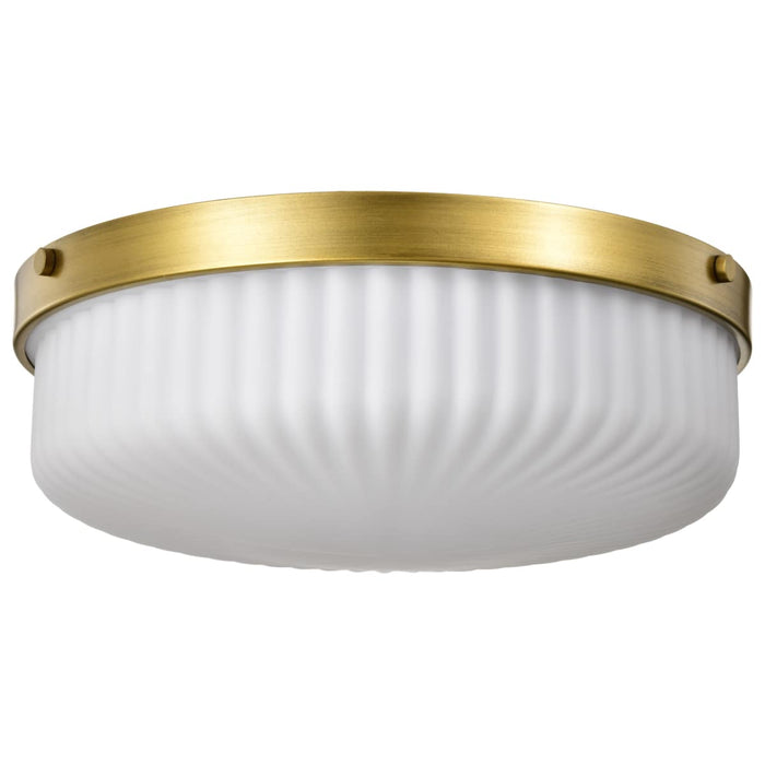 Flush Mount Nuvo 60-8668 Solara - Flush Mount - Natural Brass Finish - Frosted Ribbed Glass Nuvo