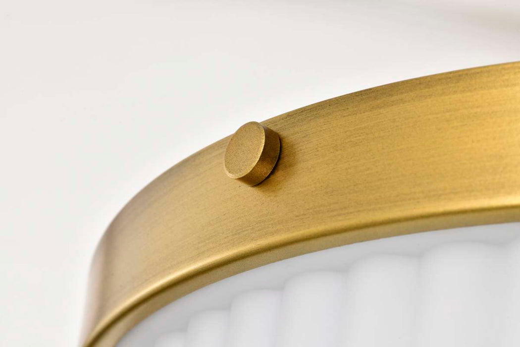 Flush Mount Nuvo 60-8668 Solara - Flush Mount - Natural Brass Finish - Frosted Ribbed Glass Nuvo