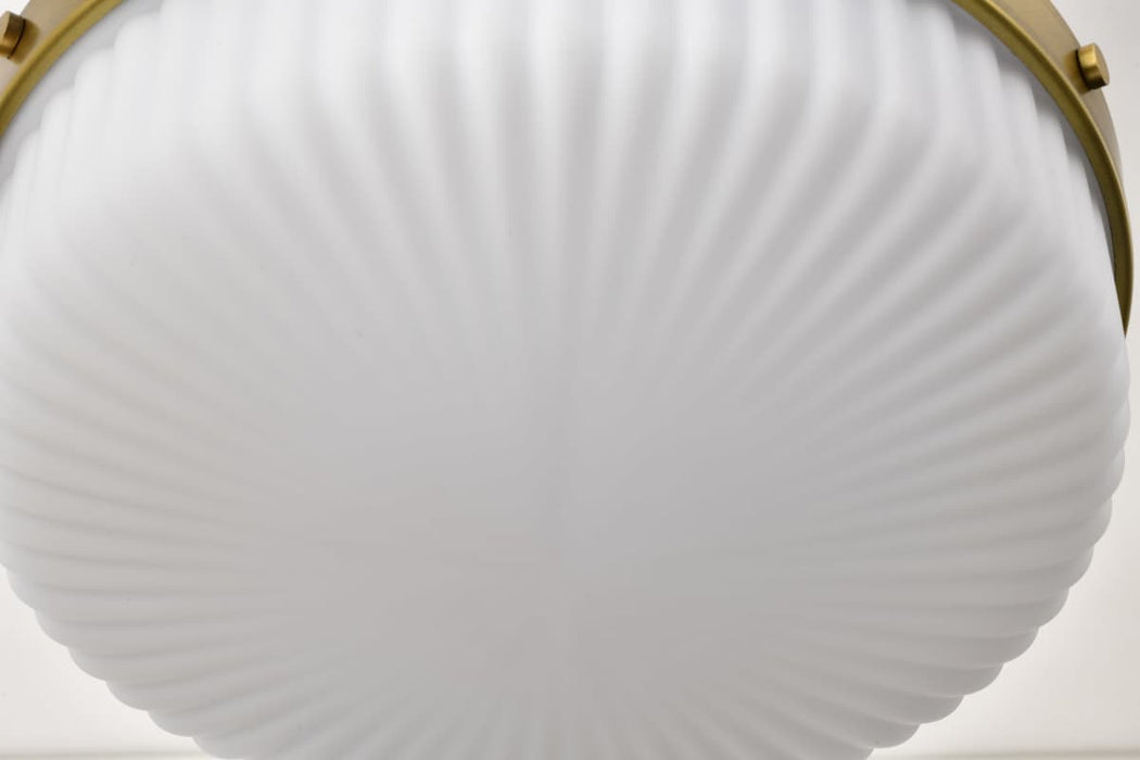 Flush Mount Nuvo 60-8668 Solara - Flush Mount - Natural Brass Finish - Frosted Ribbed Glass Nuvo