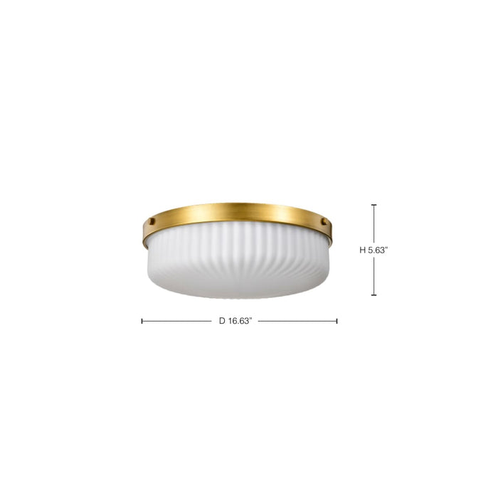 Flush Mount Nuvo 60-8668 Solara - Flush Mount - Natural Brass Finish - Frosted Ribbed Glass Nuvo