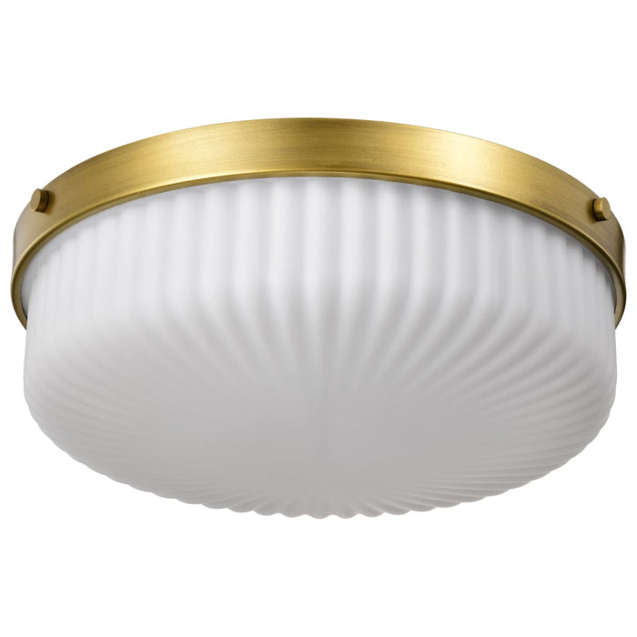 Flush Mount Nuvo 60-8668 Solara - Flush Mount - Natural Brass Finish - Frosted Ribbed Glass Nuvo