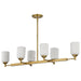 Island Pendant Nuvo 60-8669 Solara - 6 Light Island Pendant - Natural Brass Finish - Frosted Ribbed Glass Nuvo