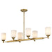 Island Pendant Nuvo 60-8669 Solara - 6 Light Island Pendant - Natural Brass Finish - Frosted Ribbed Glass Nuvo