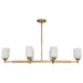 Island Pendant Nuvo 60-8669 Solara - 6 Light Island Pendant - Natural Brass Finish - Frosted Ribbed Glass Nuvo