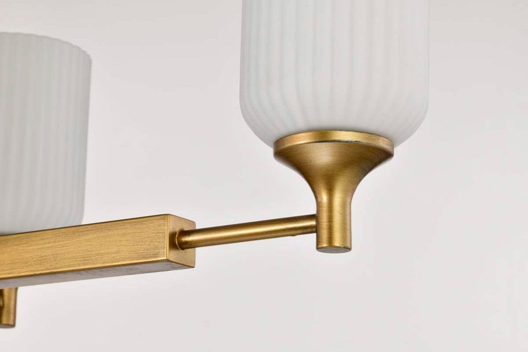 Island Pendant Nuvo 60-8669 Solara - 6 Light Island Pendant - Natural Brass Finish - Frosted Ribbed Glass Nuvo