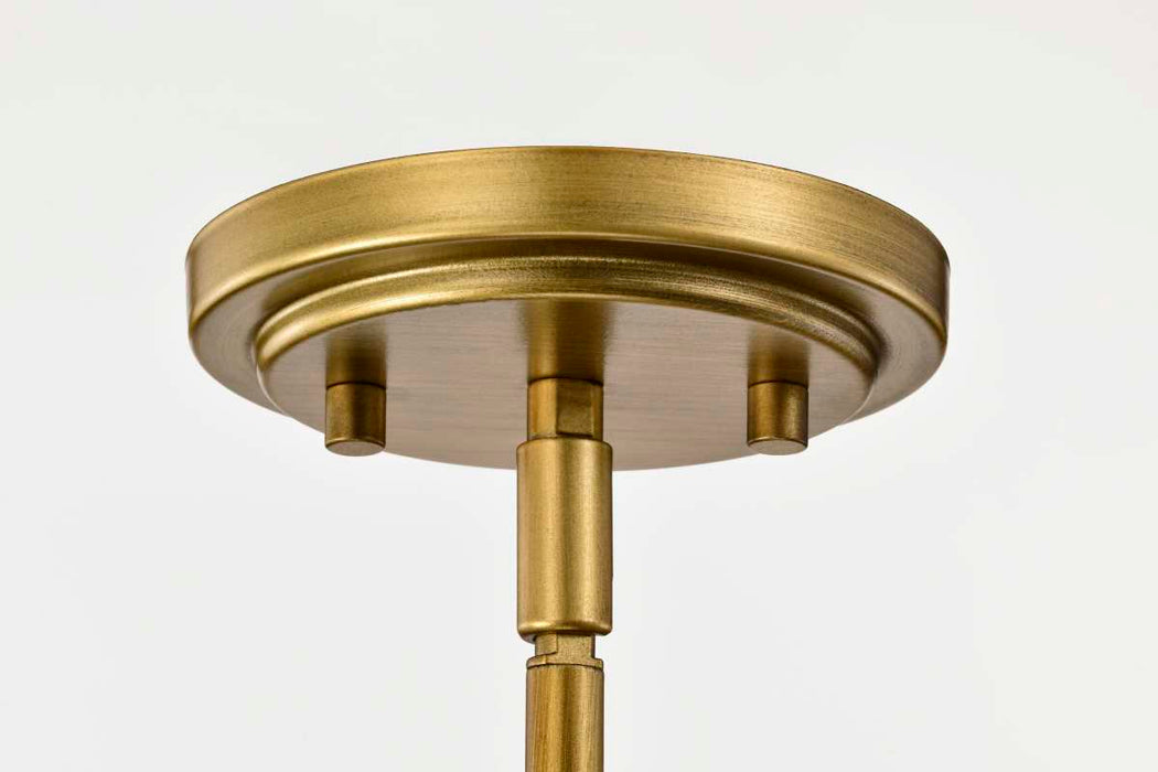 Island Pendant Nuvo 60-8669 Solara - 6 Light Island Pendant - Natural Brass Finish - Frosted Ribbed Glass Nuvo