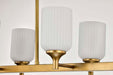 Island Pendant Nuvo 60-8669 Solara - 6 Light Island Pendant - Natural Brass Finish - Frosted Ribbed Glass Nuvo