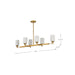 Island Pendant Nuvo 60-8669 Solara - 6 Light Island Pendant - Natural Brass Finish - Frosted Ribbed Glass Nuvo