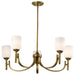 Chandelier Nuvo 60-8670 Solara - 5 Light Chandelier - Natural Brass Finish - Frosted Ribbed Glass Nuvo