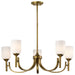 Chandelier Nuvo 60-8670 Solara - 5 Light Chandelier - Natural Brass Finish - Frosted Ribbed Glass Nuvo