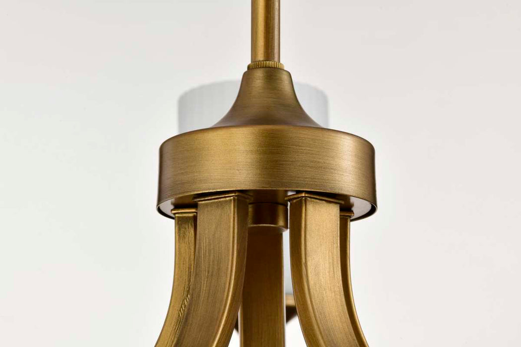 Chandelier Nuvo 60-8670 Solara - 5 Light Chandelier - Natural Brass Finish - Frosted Ribbed Glass Nuvo