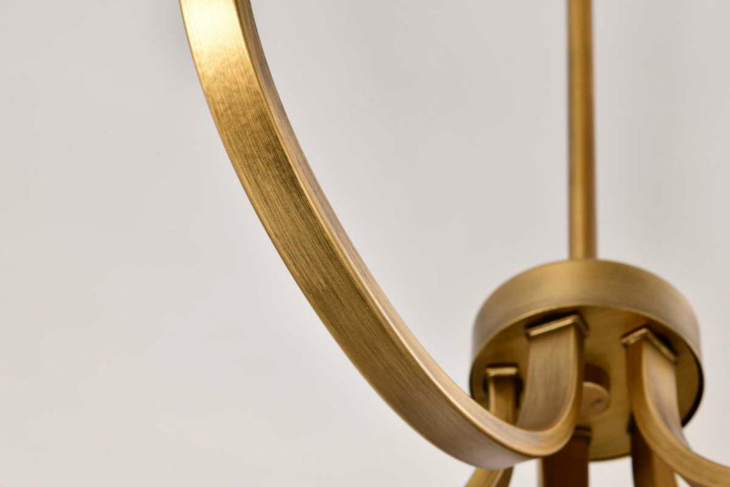 Chandelier Nuvo 60-8670 Solara - 5 Light Chandelier - Natural Brass Finish - Frosted Ribbed Glass Nuvo