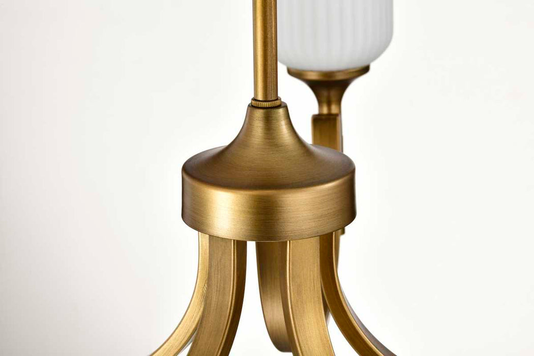 Chandelier Nuvo 60-8670 Solara - 5 Light Chandelier - Natural Brass Finish - Frosted Ribbed Glass Nuvo
