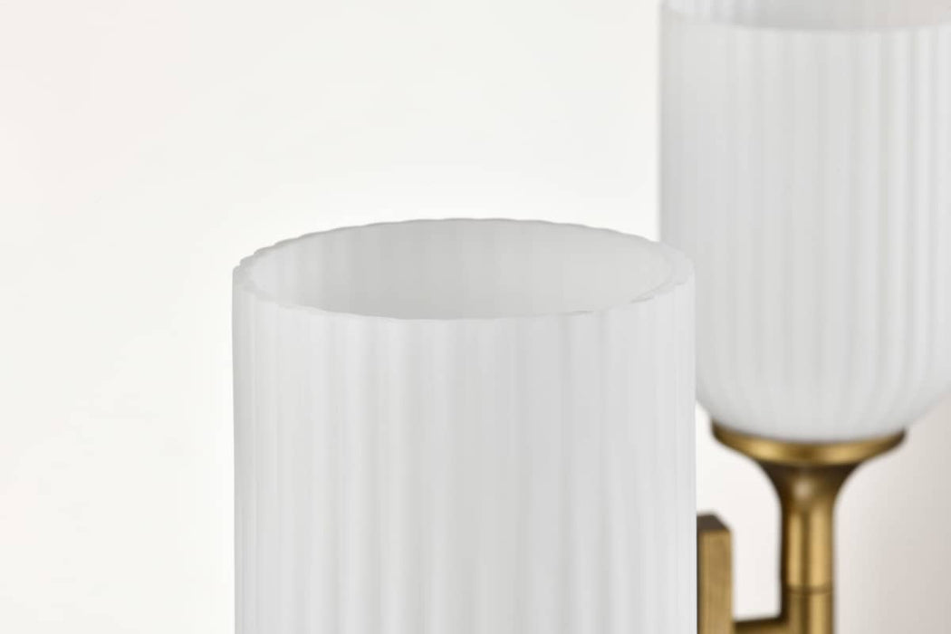 Chandelier Nuvo 60-8670 Solara - 5 Light Chandelier - Natural Brass Finish - Frosted Ribbed Glass Nuvo