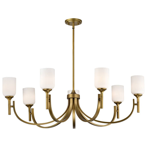 Chandelier Nuvo 60-8671 Solara - 7 Light Chandelier - Natural Brass Finish - Frosted Ribbed Glass Nuvo