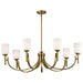 Chandelier Nuvo 60-8671 Solara - 7 Light Chandelier - Natural Brass Finish - Frosted Ribbed Glass Nuvo