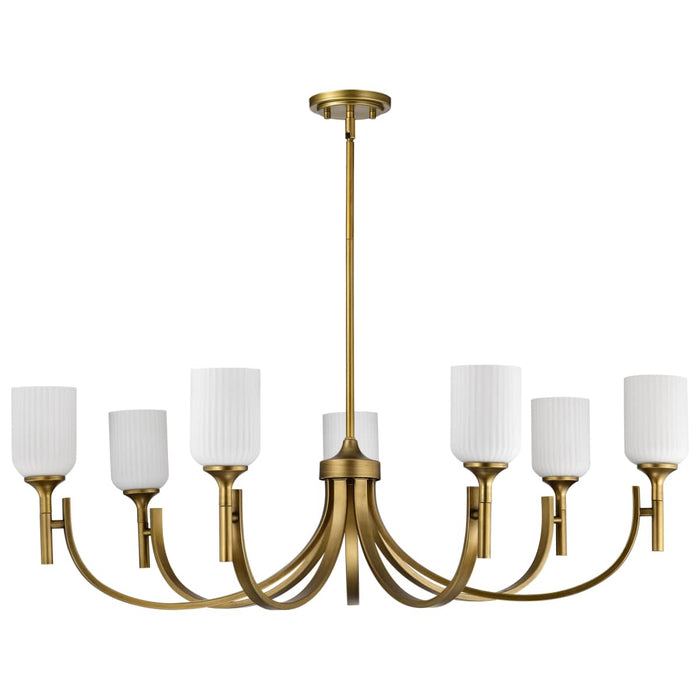 Chandelier Nuvo 60-8671 Solara - 7 Light Chandelier - Natural Brass Finish - Frosted Ribbed Glass Nuvo