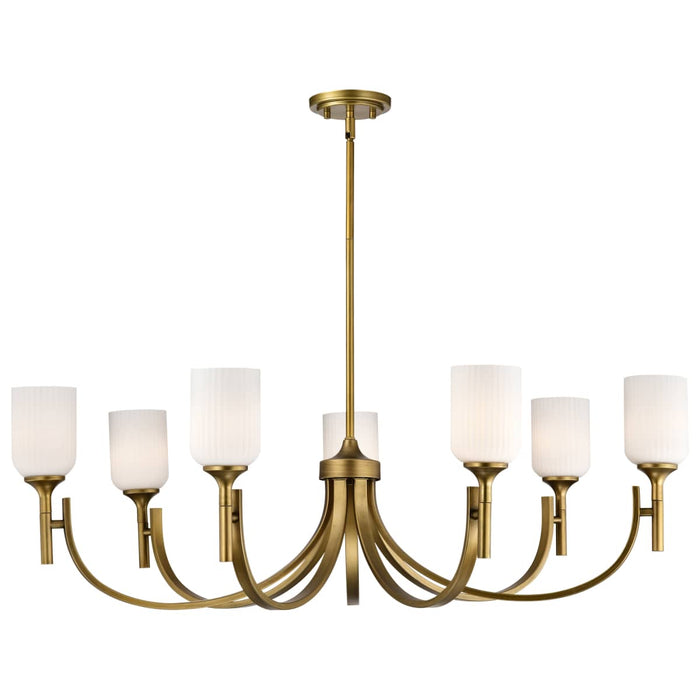 Chandelier Nuvo 60-8671 Solara - 7 Light Chandelier - Natural Brass Finish - Frosted Ribbed Glass Nuvo