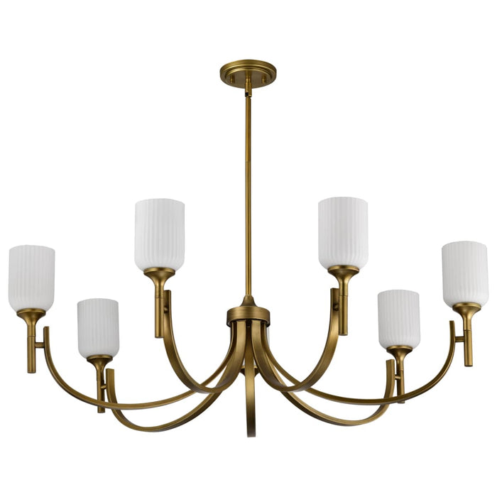 Chandelier Nuvo 60-8671 Solara - 7 Light Chandelier - Natural Brass Finish - Frosted Ribbed Glass Nuvo