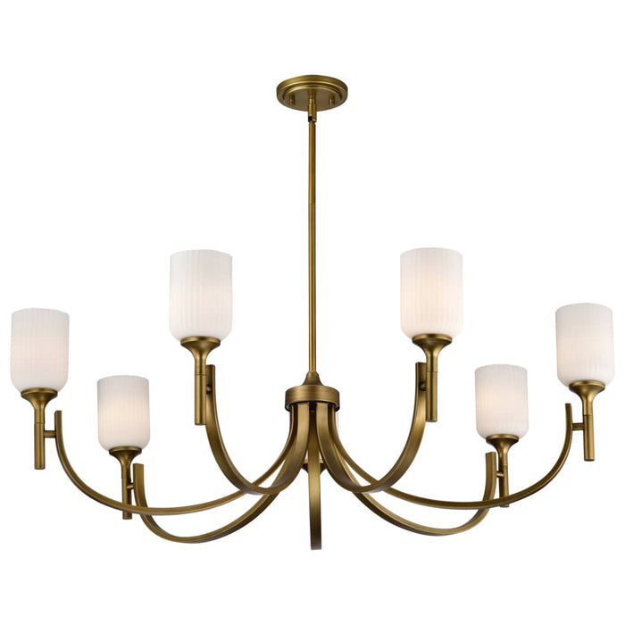 Chandelier Nuvo 60-8671 Solara - 7 Light Chandelier - Natural Brass Finish - Frosted Ribbed Glass Nuvo