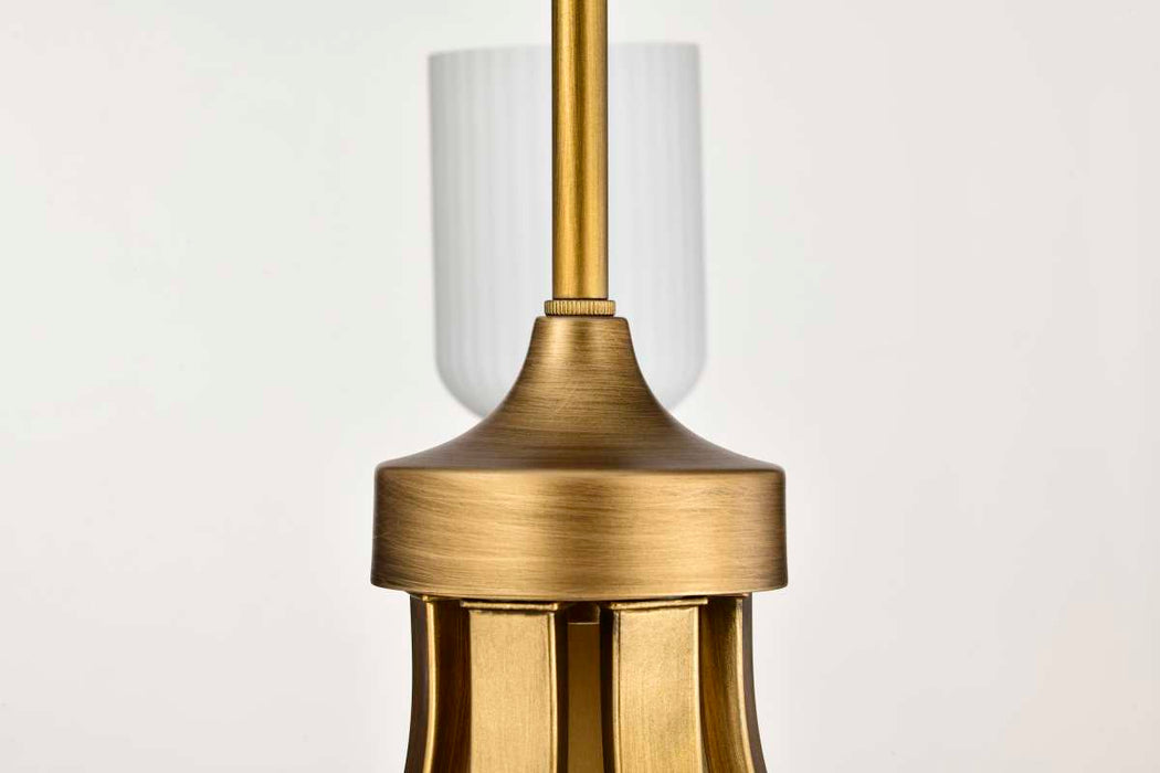 Chandelier Nuvo 60-8671 Solara - 7 Light Chandelier - Natural Brass Finish - Frosted Ribbed Glass Nuvo