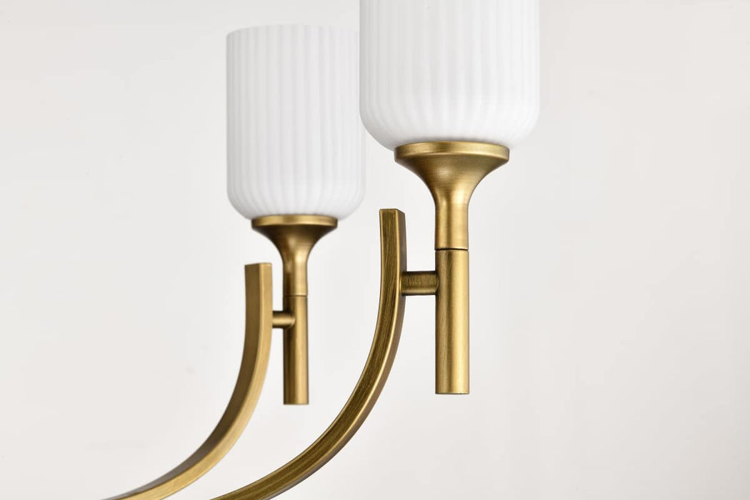 Chandelier Nuvo 60-8671 Solara - 7 Light Chandelier - Natural Brass Finish - Frosted Ribbed Glass Nuvo