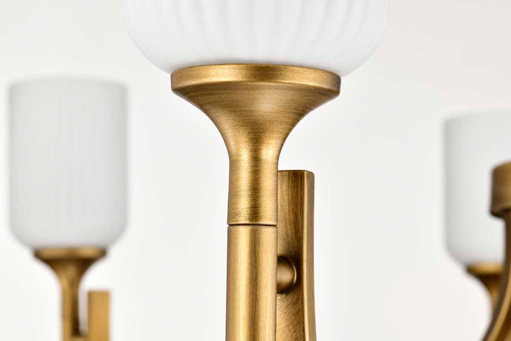 Chandelier Nuvo 60-8671 Solara - 7 Light Chandelier - Natural Brass Finish - Frosted Ribbed Glass Nuvo
