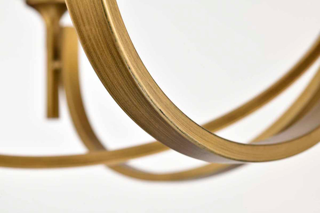 Chandelier Nuvo 60-8671 Solara - 7 Light Chandelier - Natural Brass Finish - Frosted Ribbed Glass Nuvo