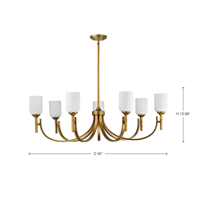 Chandelier Nuvo 60-8671 Solara - 7 Light Chandelier - Natural Brass Finish - Frosted Ribbed Glass Nuvo