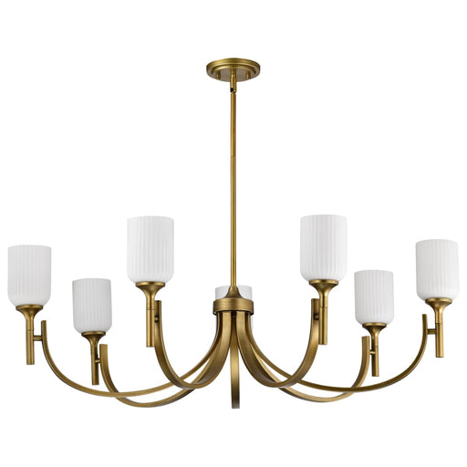 Chandelier Nuvo 60-8671 Solara - 7 Light Chandelier - Natural Brass Finish - Frosted Ribbed Glass Nuvo