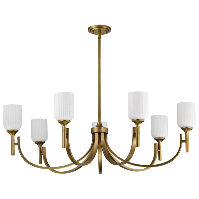 Chandelier Nuvo 60-8671 Solara - 7 Light Chandelier - Natural Brass Finish - Frosted Ribbed Glass Nuvo