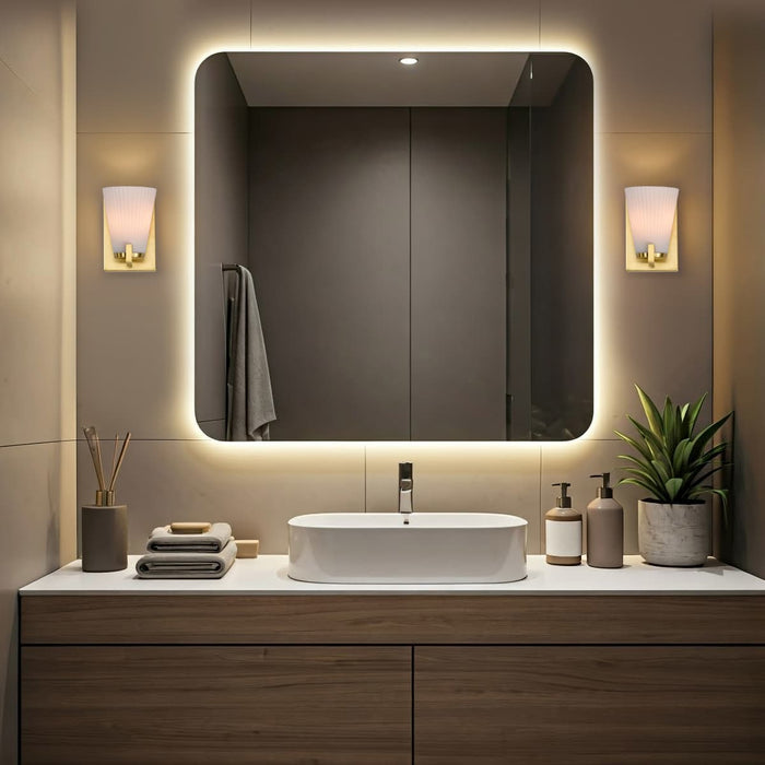 Vanity Nuvo 60-8721 Royale - 1 Light Vanity - Burnished Brass Finish - Ribbed White Glass Nuvo