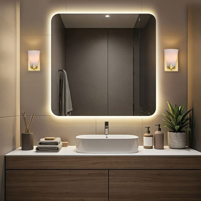 Vanity Nuvo 60-8721 Royale - 1 Light Vanity - Burnished Brass Finish - Ribbed White Glass Nuvo